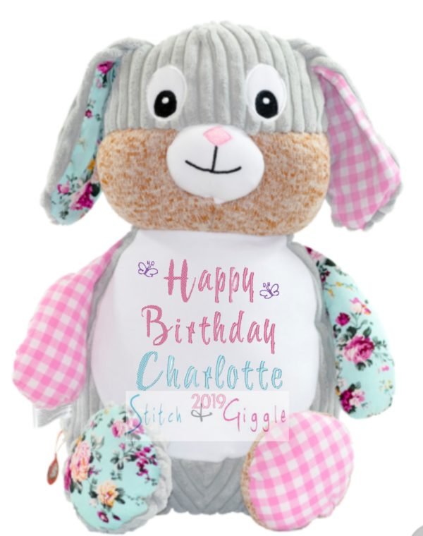 Harlequin Pink Bunny Sensory with Crinkly Ears