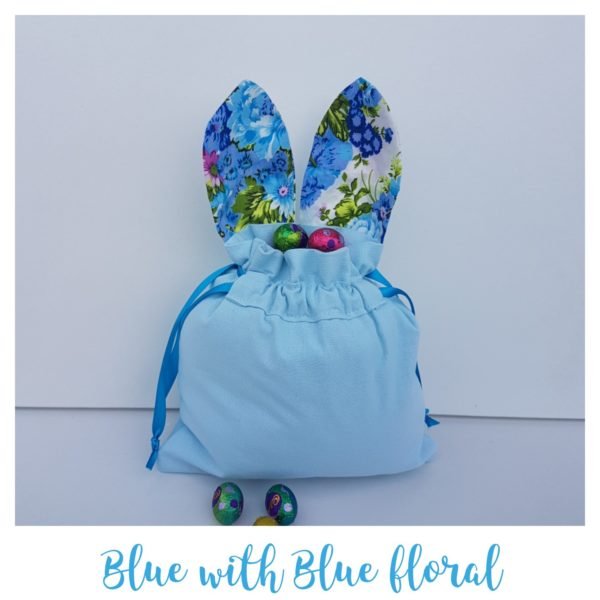 Bunny bag- Blue with Blue floral