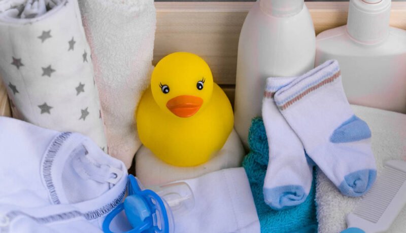 group of things for bathing baby