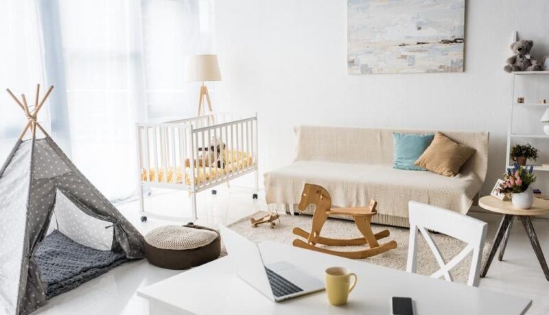 Modern interior design of nursery room